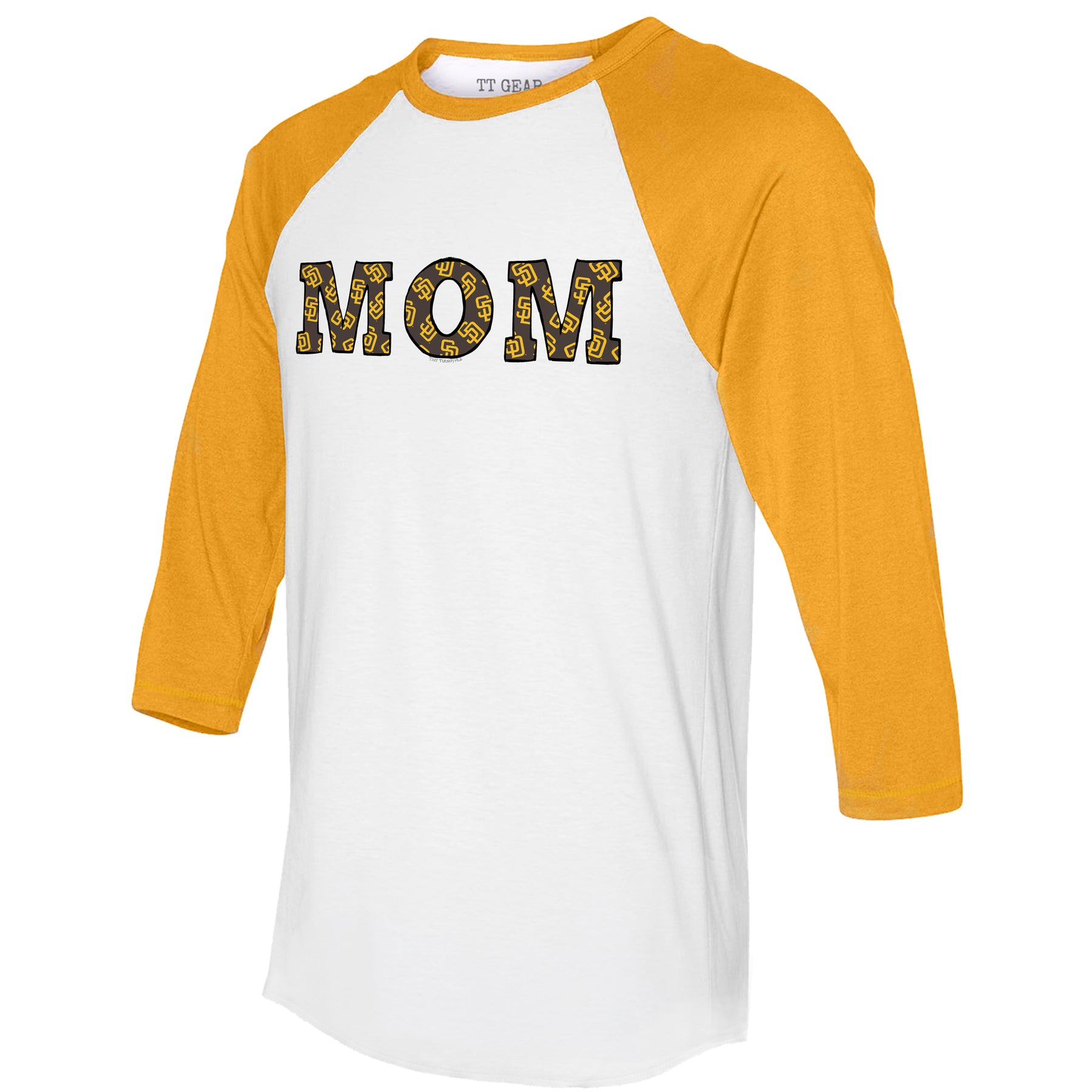 San Diego Padres Mom 3/4 Gold Sleeve Raglan