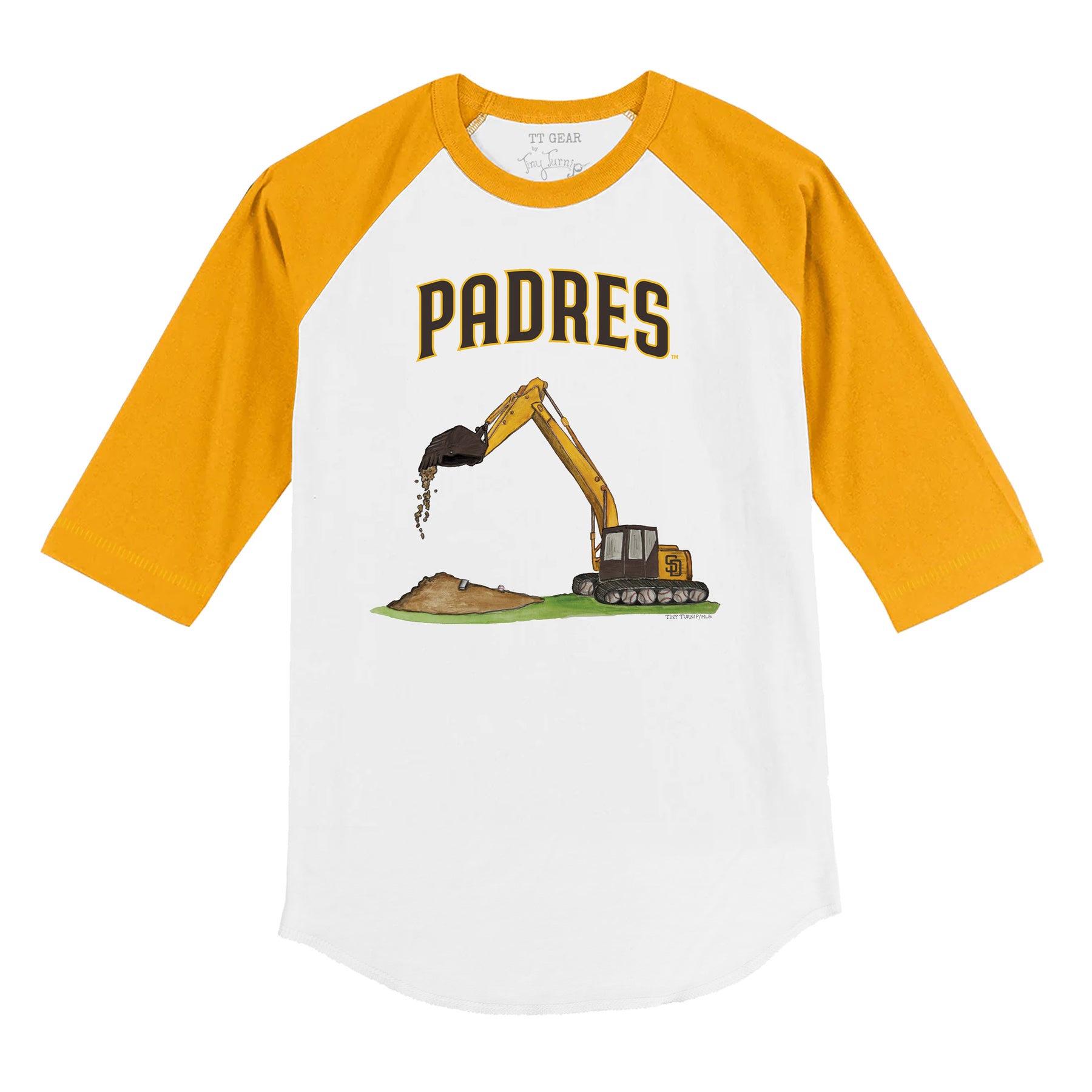 San Diego Padres Excavator 3/4 Gold Sleeve Raglan