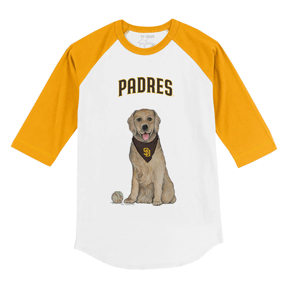 San Diego Padres Golden Retriever 3/4 Gold Sleeve Raglan