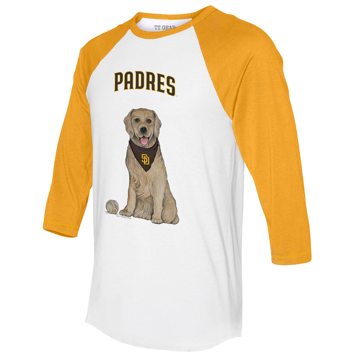 San Diego Padres Golden Retriever 3/4 Gold Sleeve Raglan