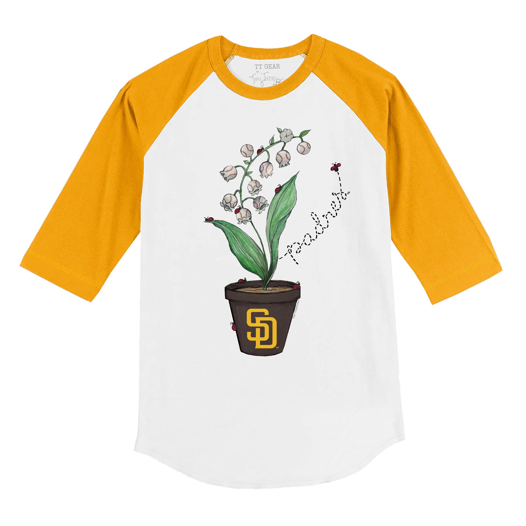 San Diego Padres Ladybug 3/4 Gold Sleeve Raglan