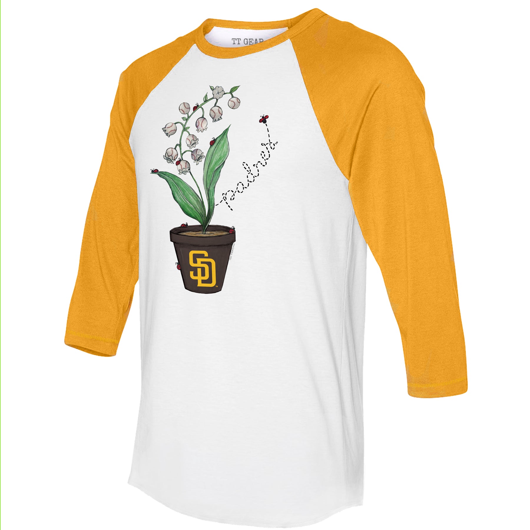 San Diego Padres Ladybug 3/4 Gold Sleeve Raglan