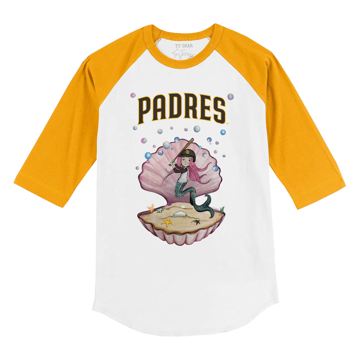 San Diego Padres Mermaid 3/4 Gold Sleeve Raglan
