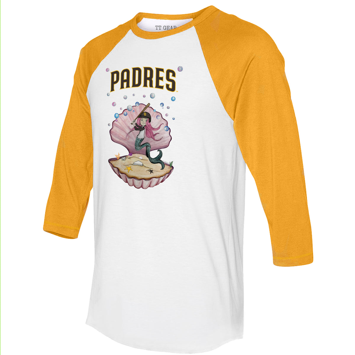 San Diego Padres Mermaid 3/4 Gold Sleeve Raglan