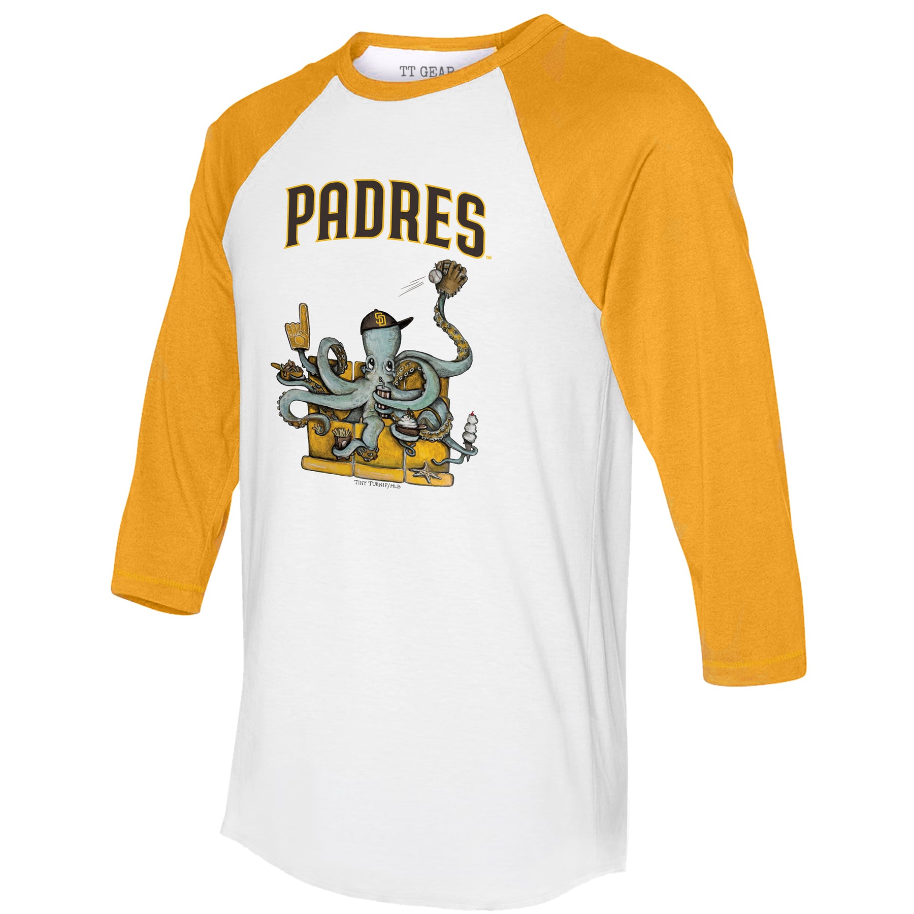 San Diego Padres Octopus 3/4 Gold Sleeve Raglan