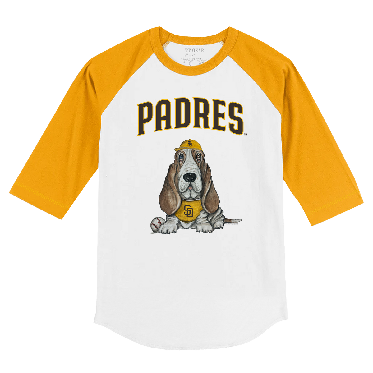 San Diego Padres Puddy 3/4 Gold Sleeve Raglan