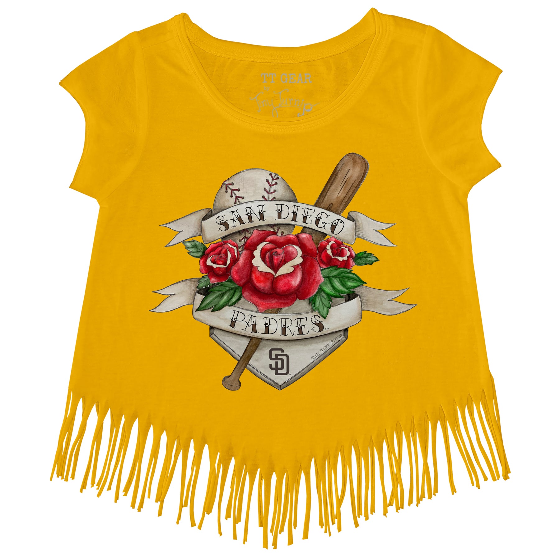 San Diego Padres Tattoo Rose Fringe Tee