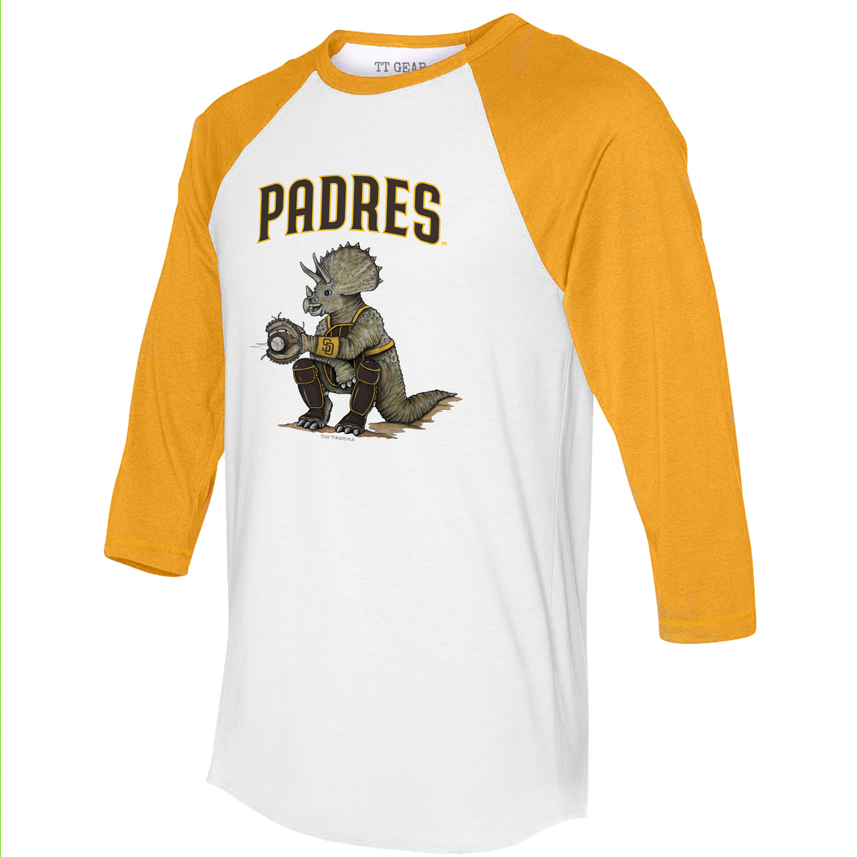 San Diego Padres Triceratops 3/4 Gold Sleeve Raglan