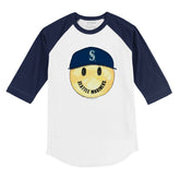 Seattle Mariners Smiley 3/4 Navy Blue Sleeve Raglan