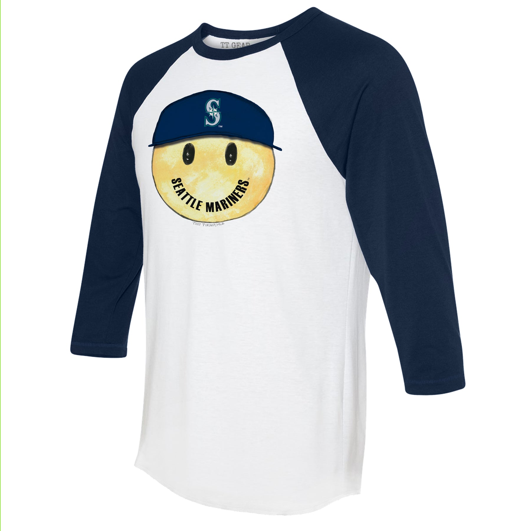 Seattle Mariners Smiley 3/4 Navy Blue Sleeve Raglan