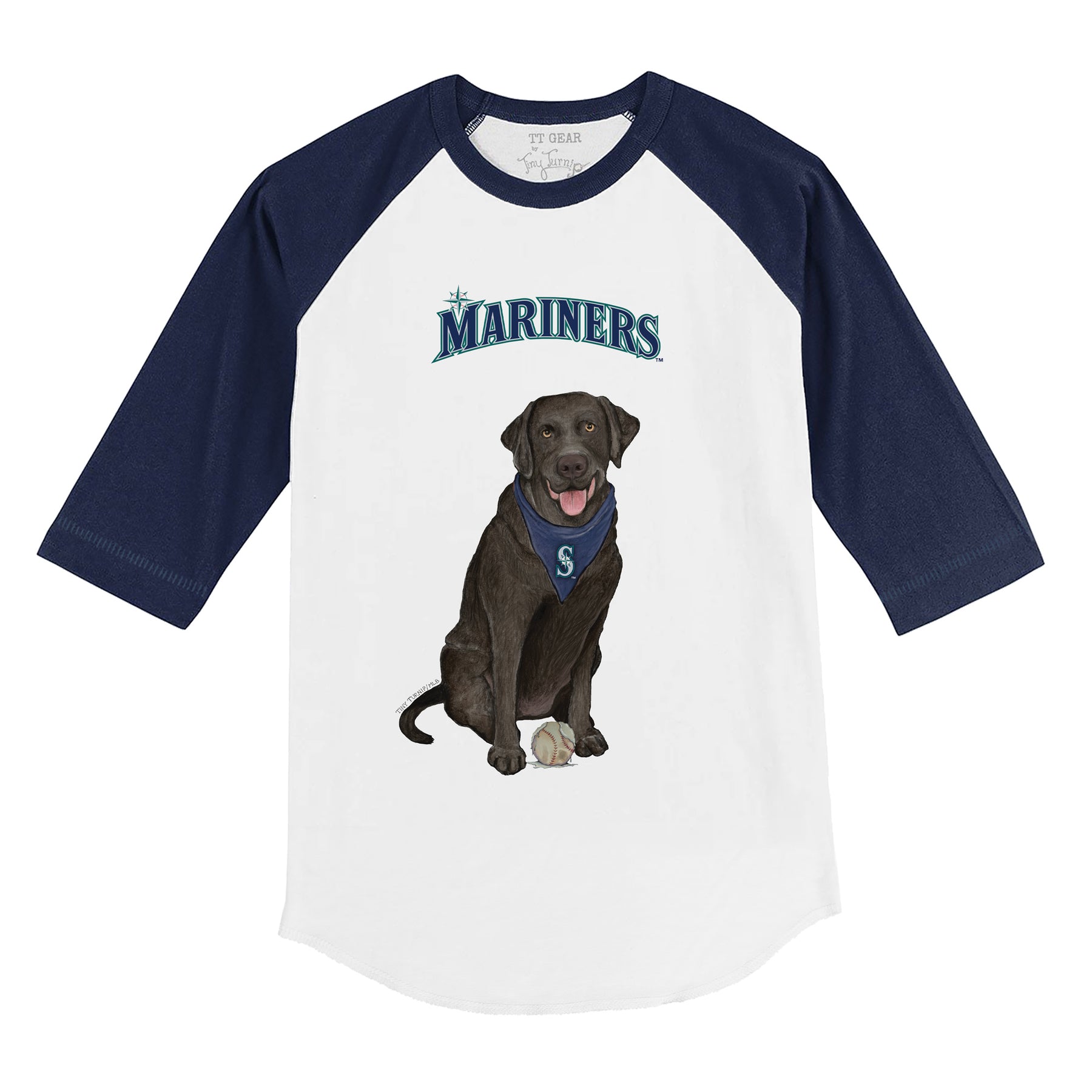 Seattle Mariners Black Labrador Retriever 3/4 Navy Blue Sleeve Raglan