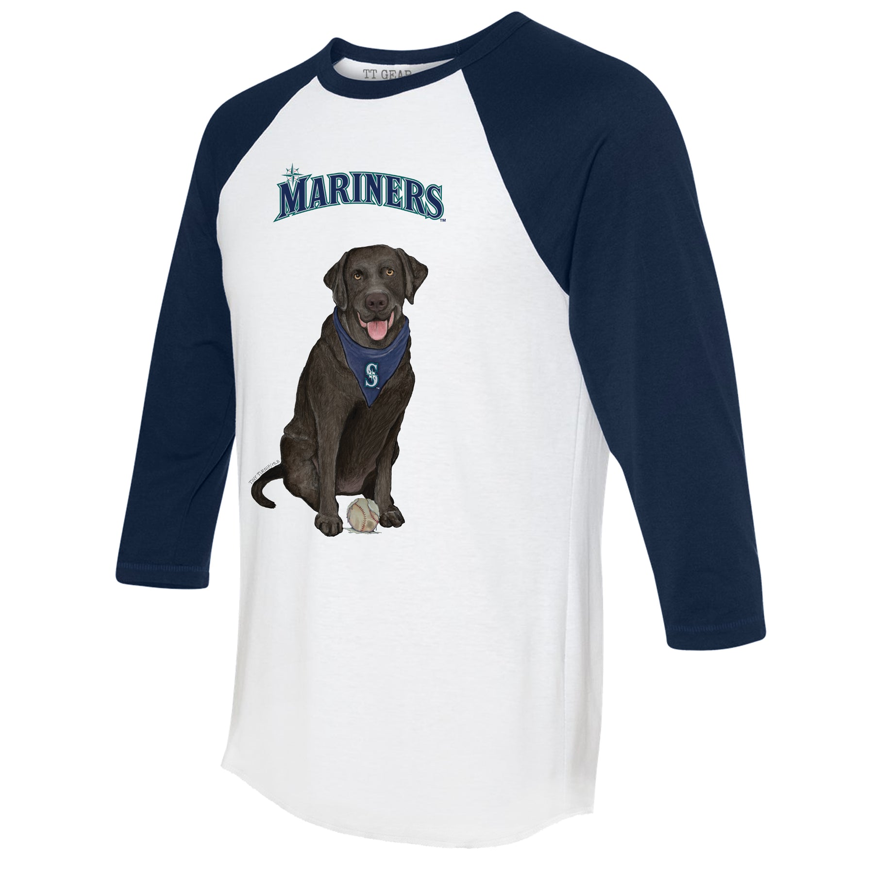 Seattle Mariners Black Labrador Retriever 3/4 Navy Blue Sleeve Raglan