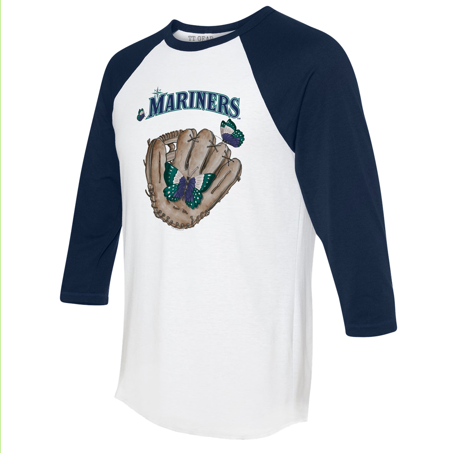 Seattle Mariners Butterfly Glove 3/4 Navy Blue Sleeve Raglan