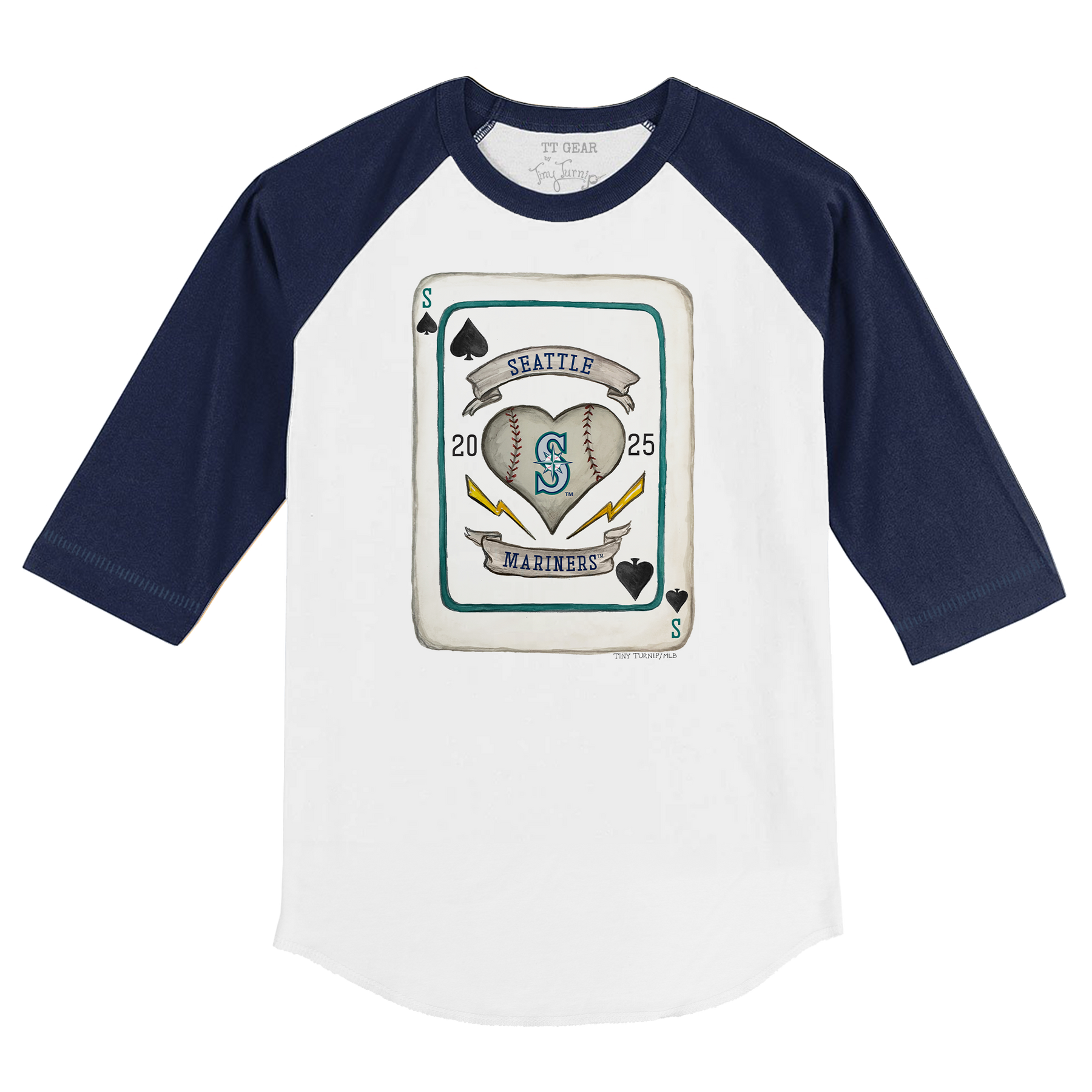 Seattle Mariners Card 3/4 Navy Blue Sleeve Raglan