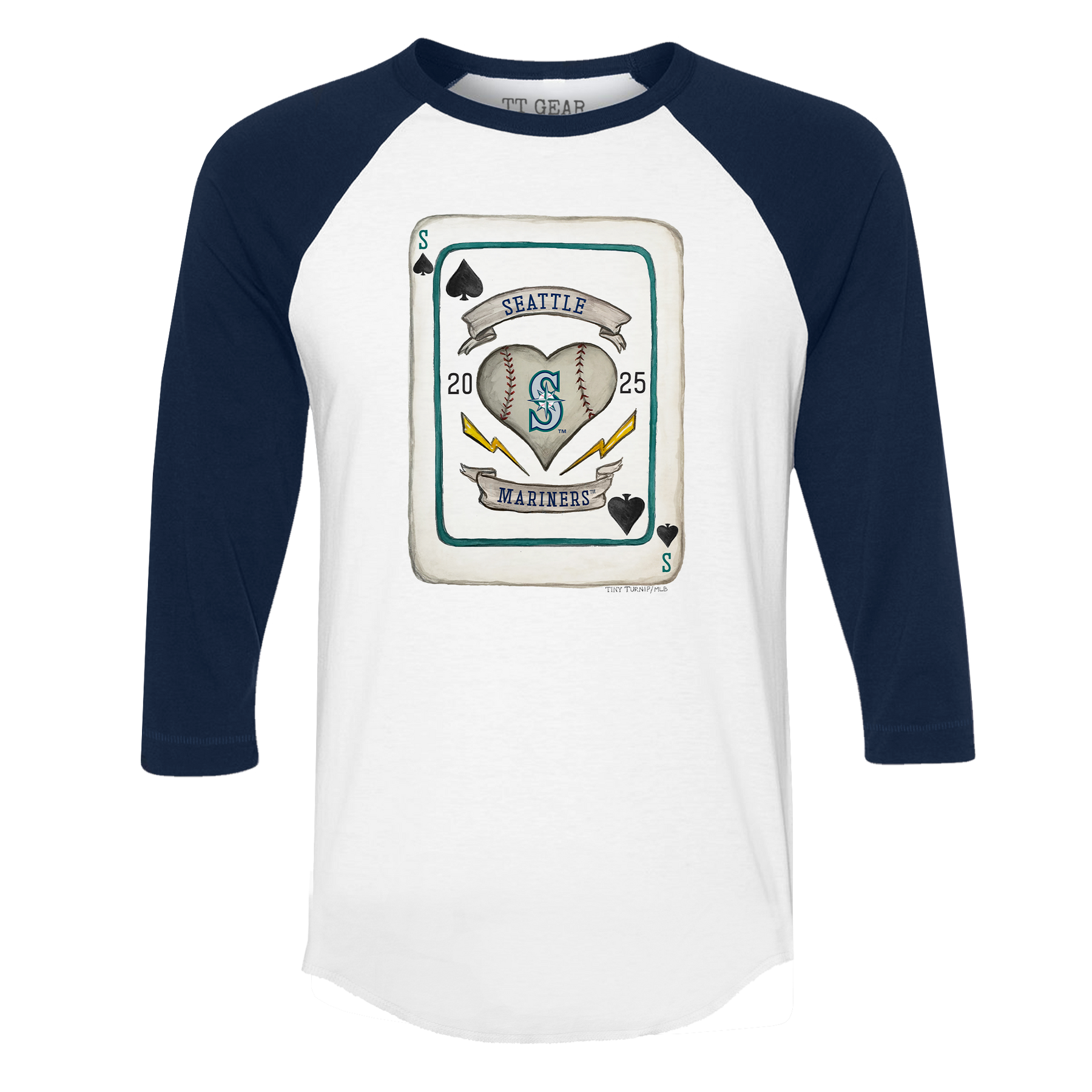 Seattle Mariners Card 3/4 Navy Blue Sleeve Raglan