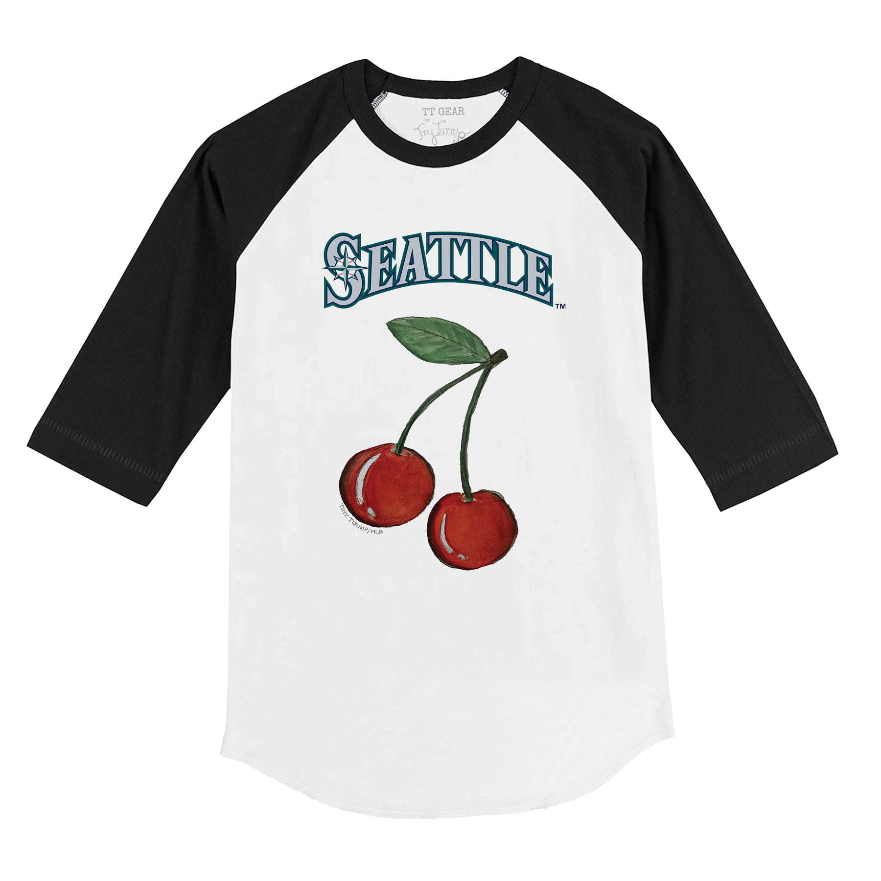 Seattle Mariners Cherry 3/4 Black Sleeve Raglan