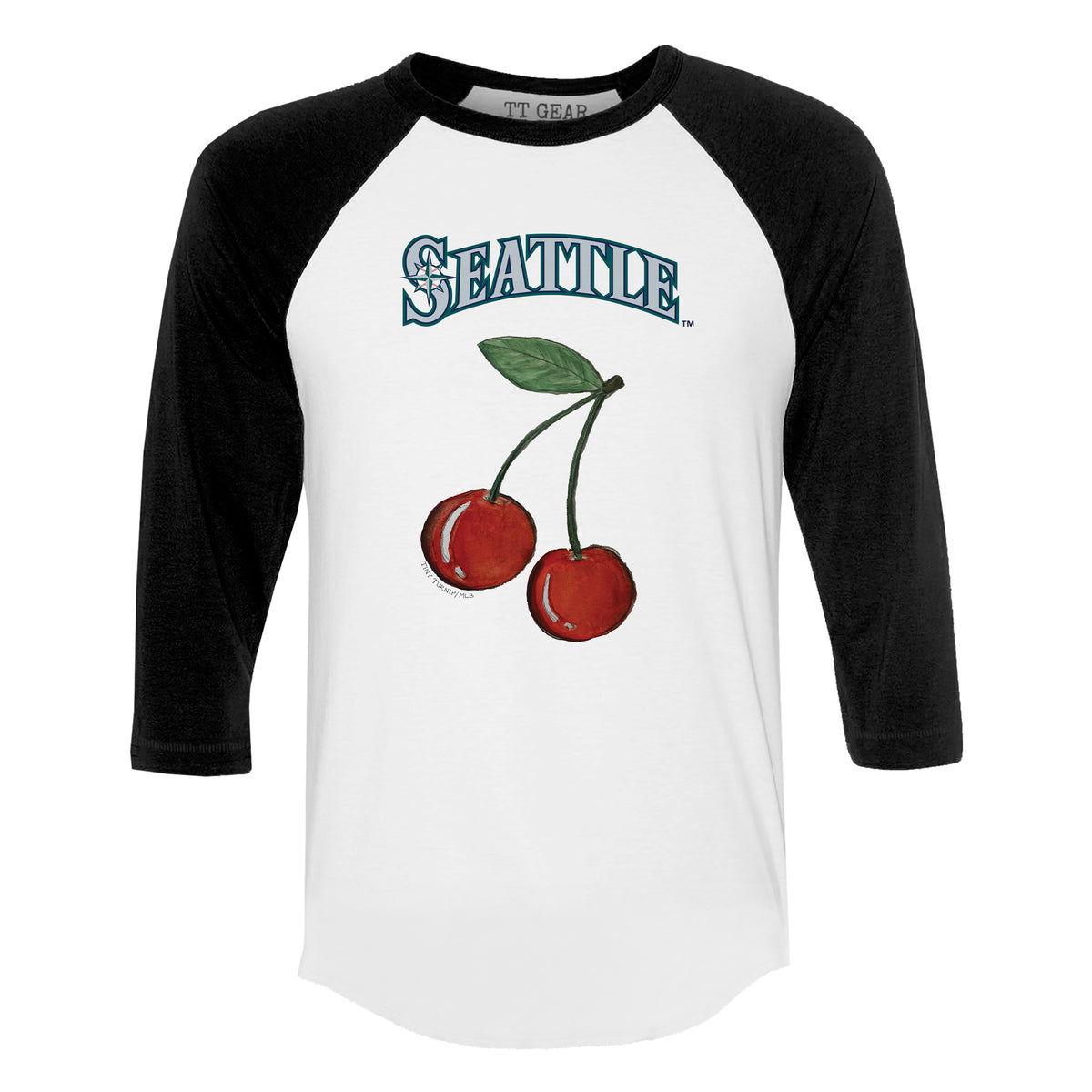 Seattle Mariners Cherry 3/4 Black Sleeve Raglan