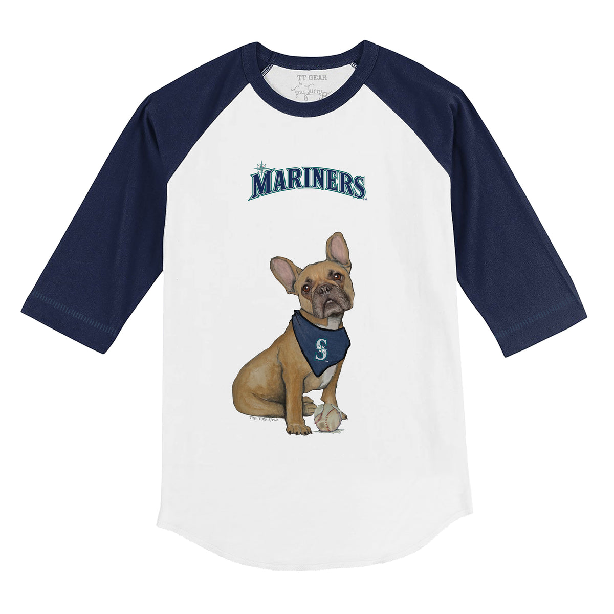 Seattle Mariners French Bulldog 3/4 Navy Blue Sleeve Raglan