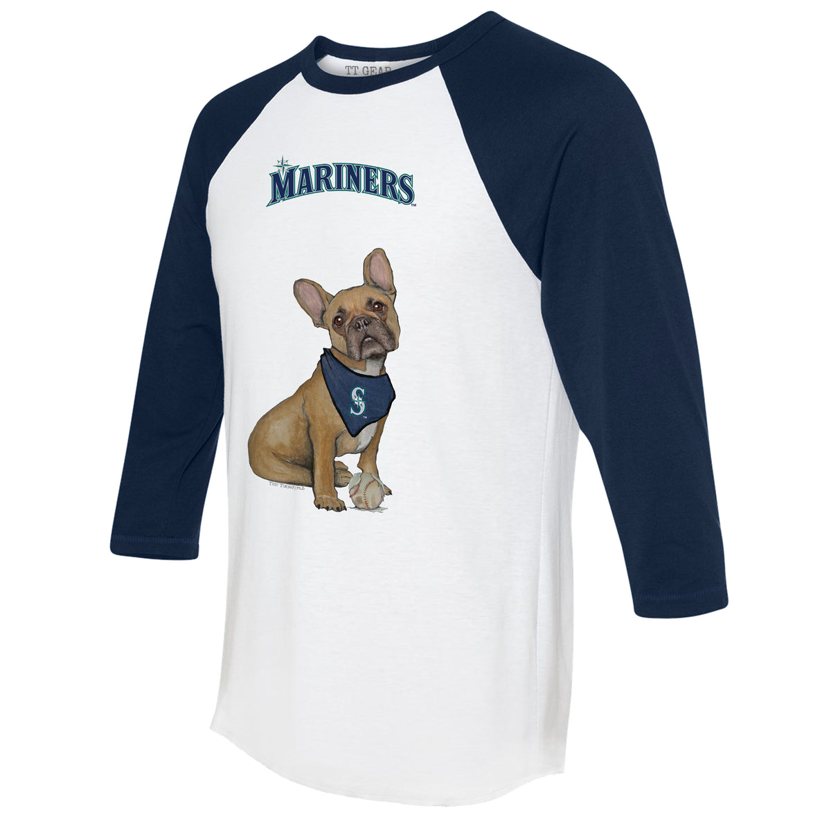 Seattle Mariners French Bulldog 3/4 Navy Blue Sleeve Raglan