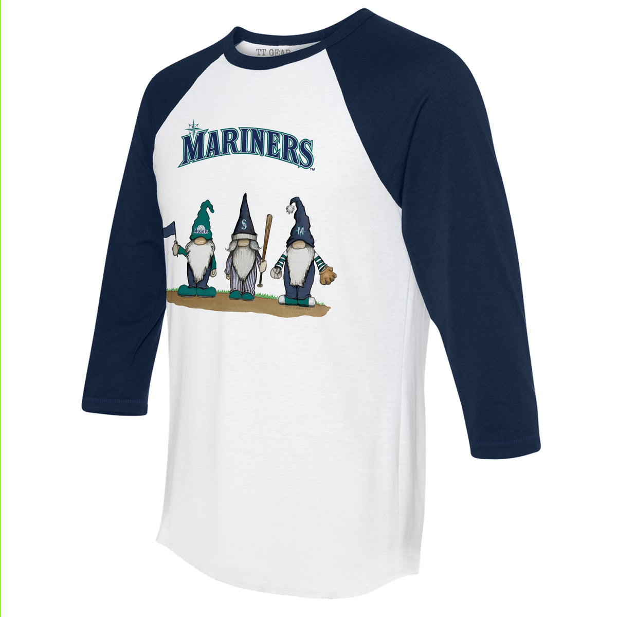 Seattle Mariners Gnomes 3/4 Navy Blue Sleeve Raglan