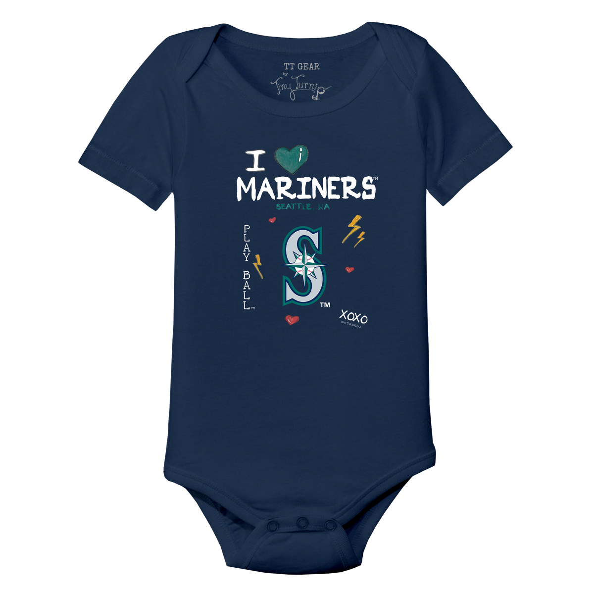I Heart Mariners Short Sleeve Snapper - Tiny Turnip