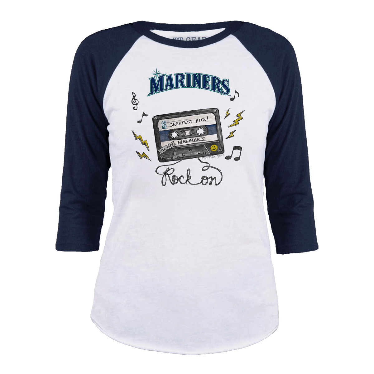 Seattle Mariners Mixtape 3/4 Navy Blue Sleeve Raglan