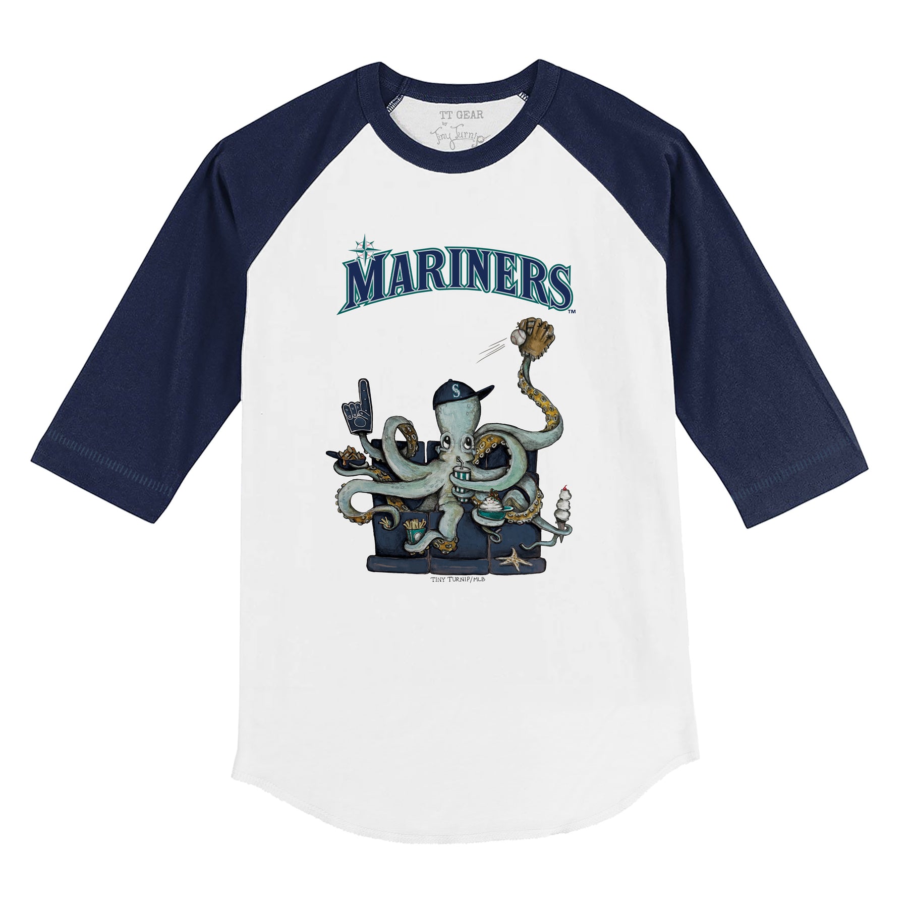 Seattle Mariners Octopus 3/4 Navy Blue Sleeve Raglan