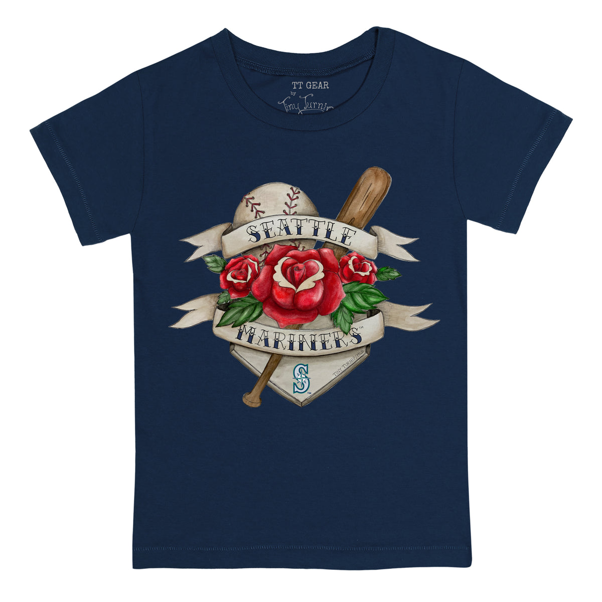 Seattle Mariners Tattoo Rose Tee Shirt