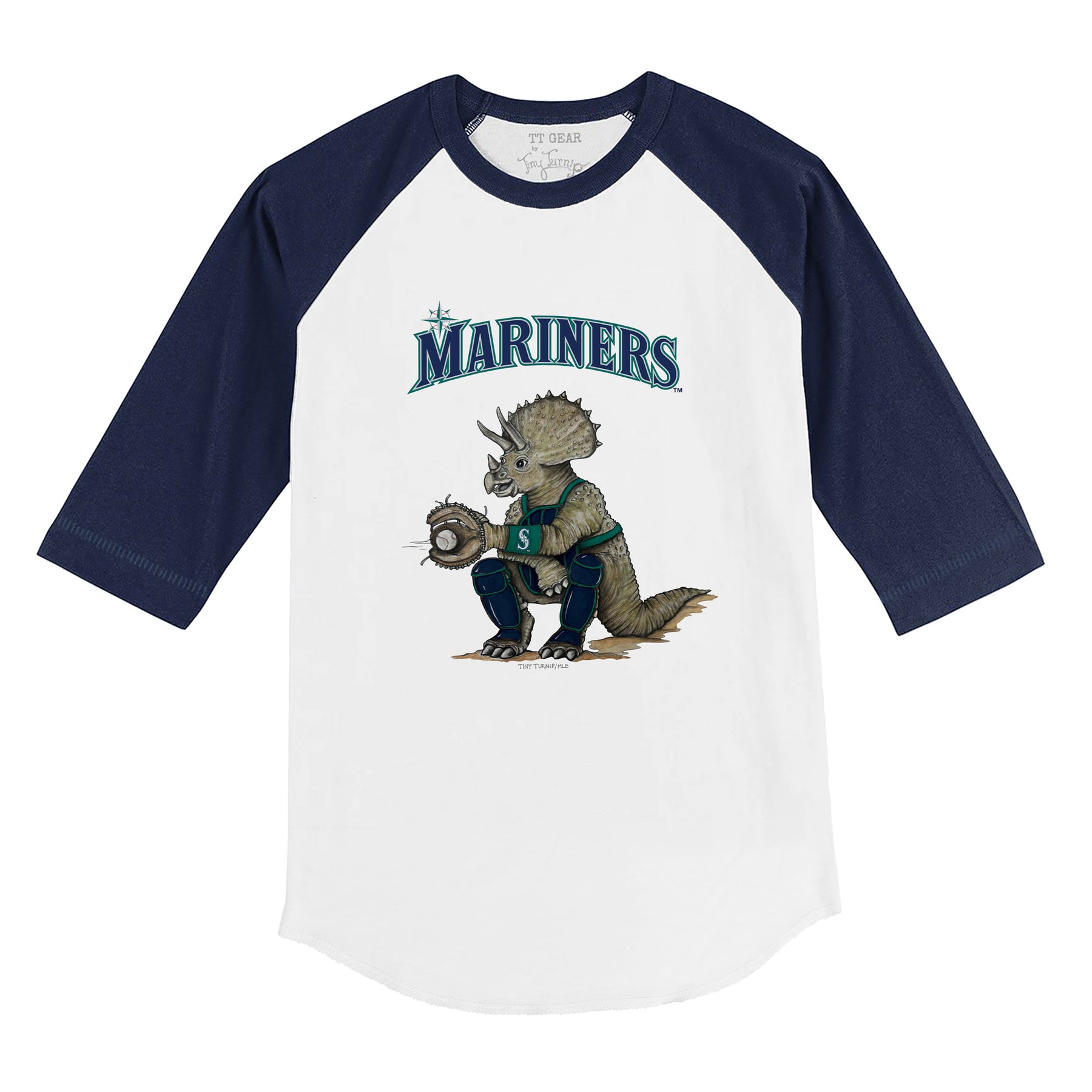 Seattle Mariners Triceratops 3/4 Navy Blue Sleeve Raglan