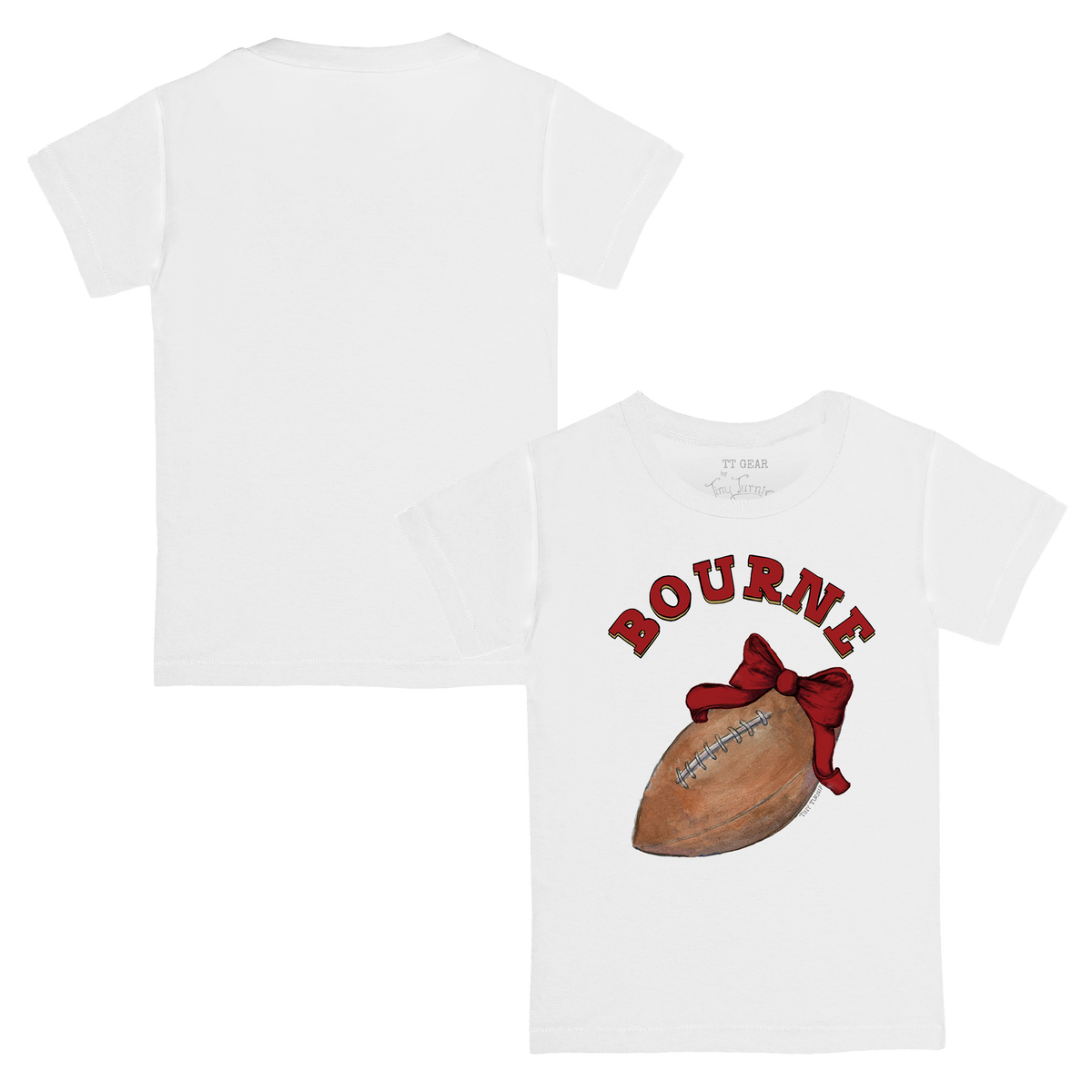 VIP Football: Football Bow w/ Name - Kid's Tee Shirt - Tiny Turnip