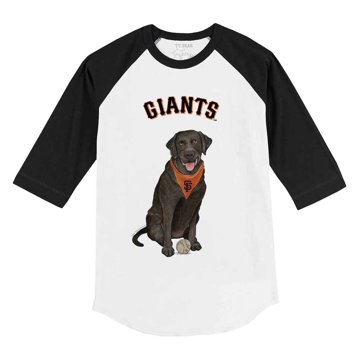 San Francisco Giants Black Labrador Retriever 3/4 Black Sleeve Raglan