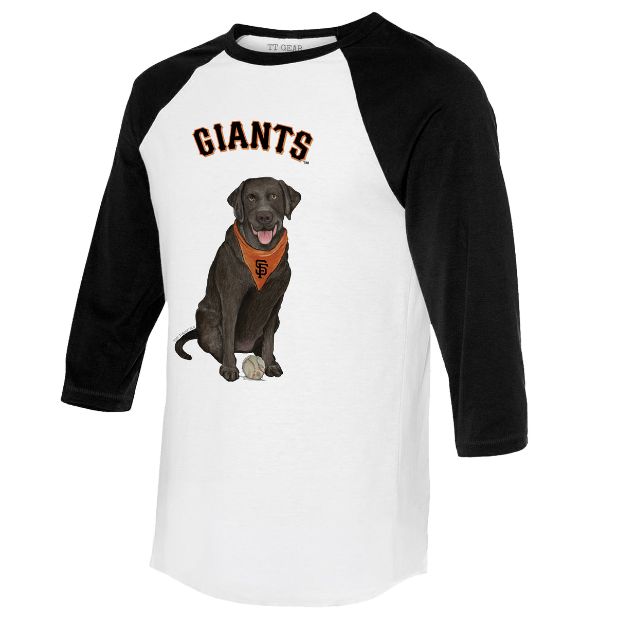 San Francisco Giants Black Labrador Retriever 3/4 Black Sleeve Raglan