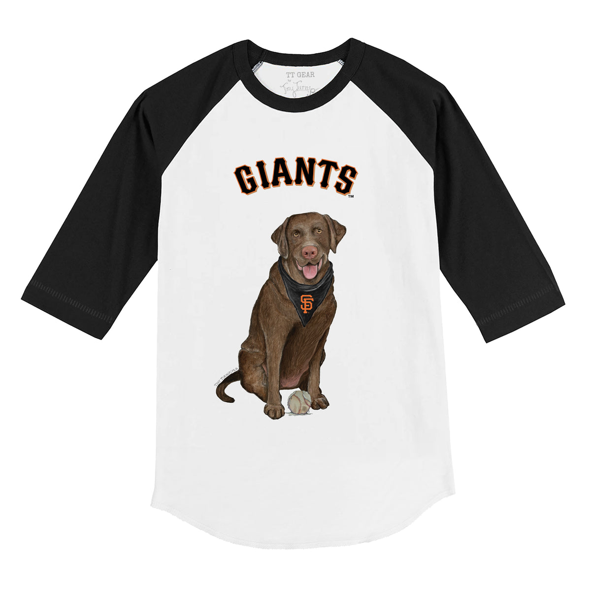 San Francisco Giants Chocolate Labrador Retriever 3/4 Black Sleeve Raglan - Tiny Turnip
