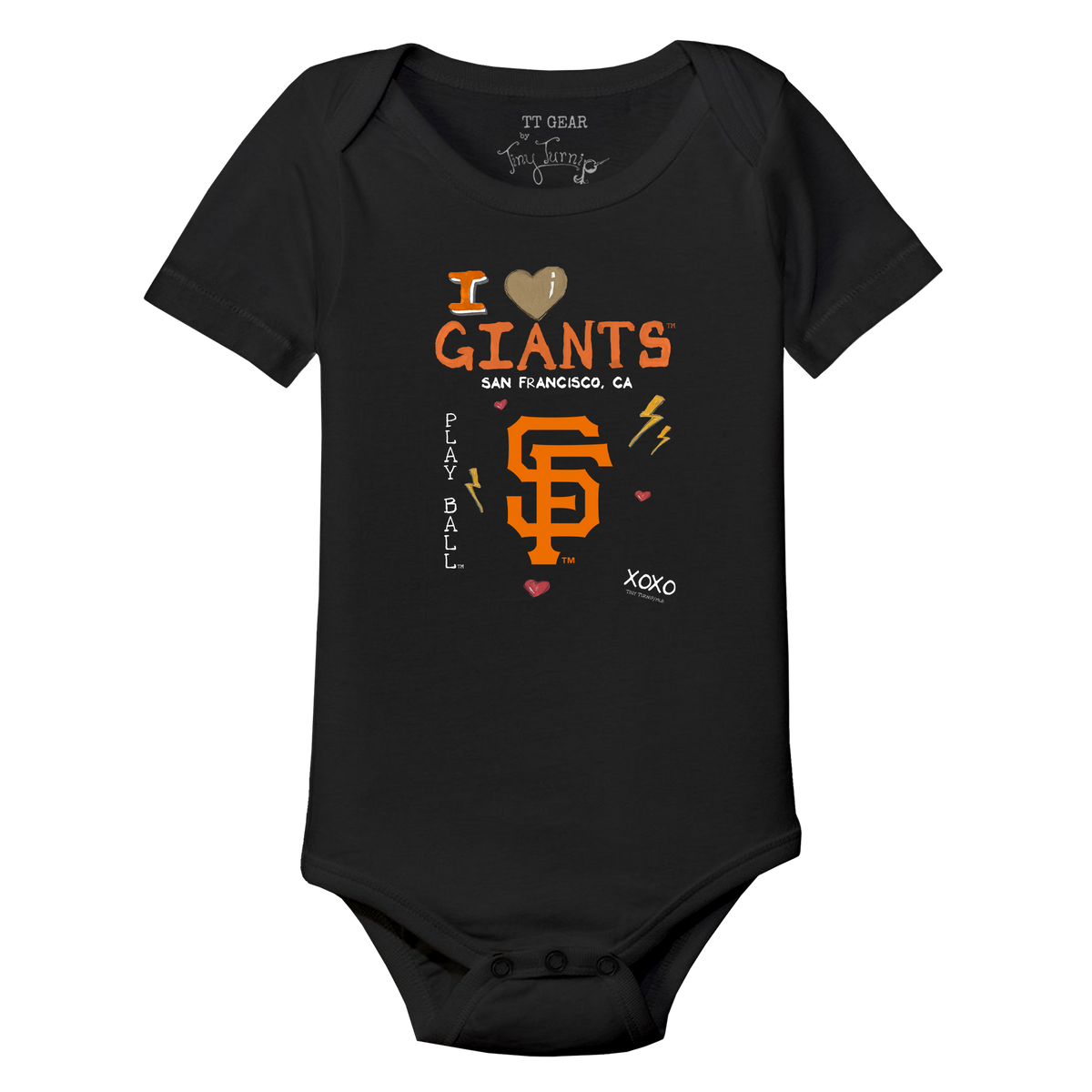 I Heart Giants Short Sleeve Snapper - Tiny Turnip