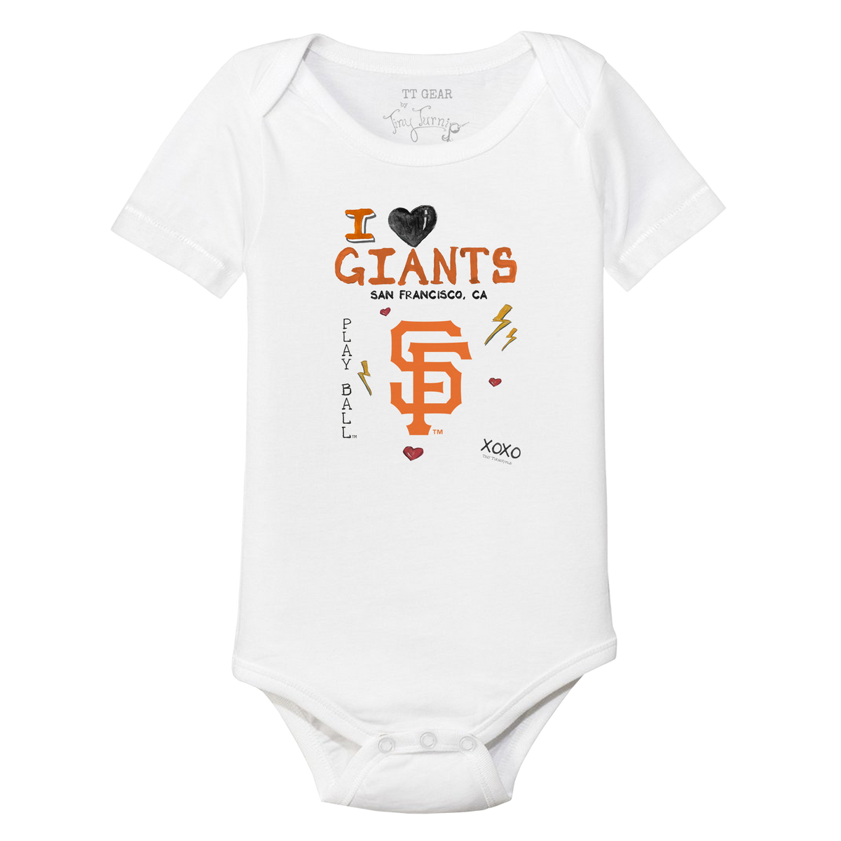 I Heart Giants Short Sleeve Snapper - Tiny Turnip