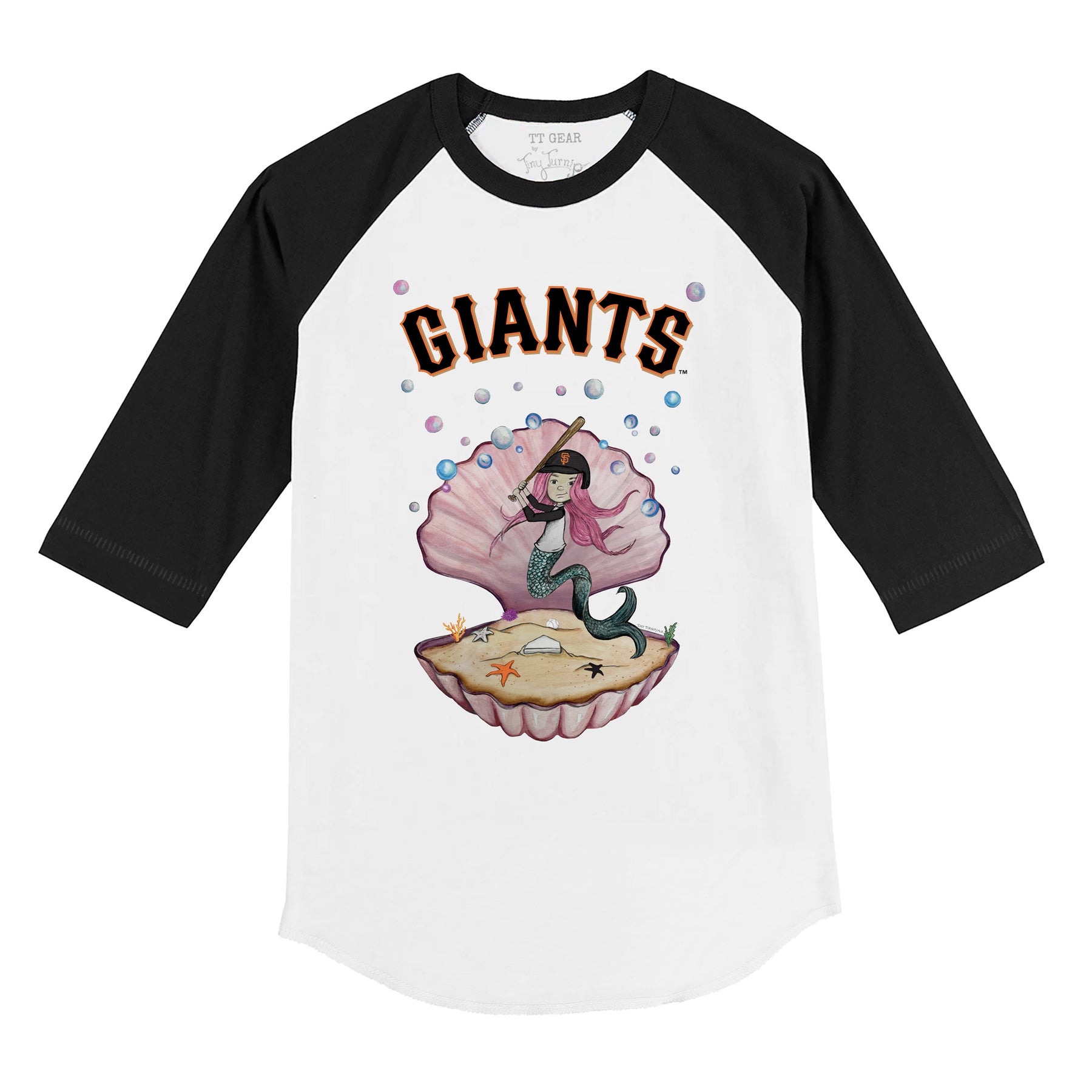 San Francisco Giants Mermaid 3/4 Black Sleeve Raglan