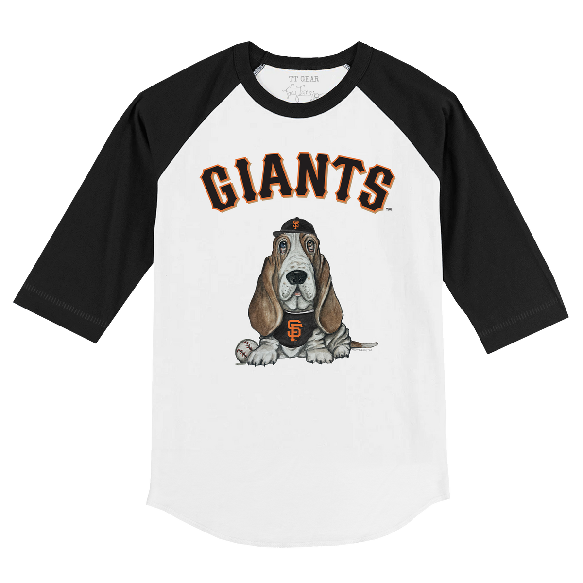 San Francisco Giants Puddy 3/4 Black Sleeve Raglan - Tiny Turnip