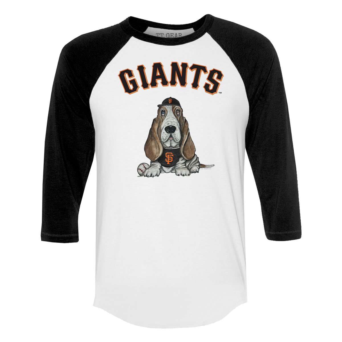 San Francisco Giants Puddy 3/4 Black Sleeve Raglan - Tiny Turnip