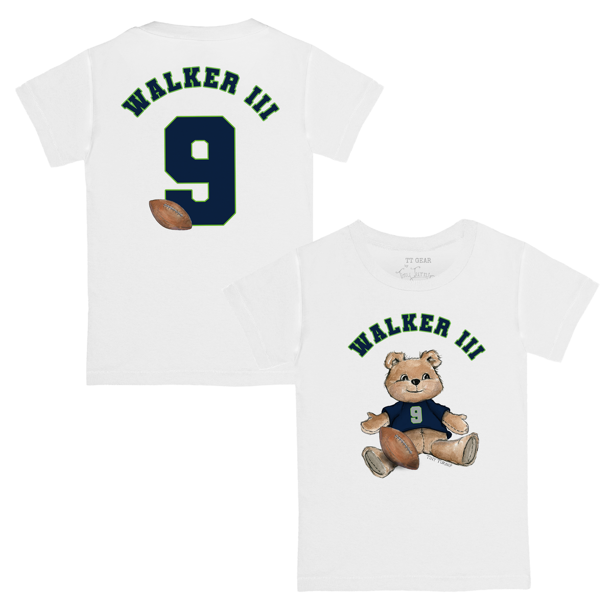 VIP Football: Teddy w/ Name, Number - Kid's Tee Shirt - Tiny Turnip