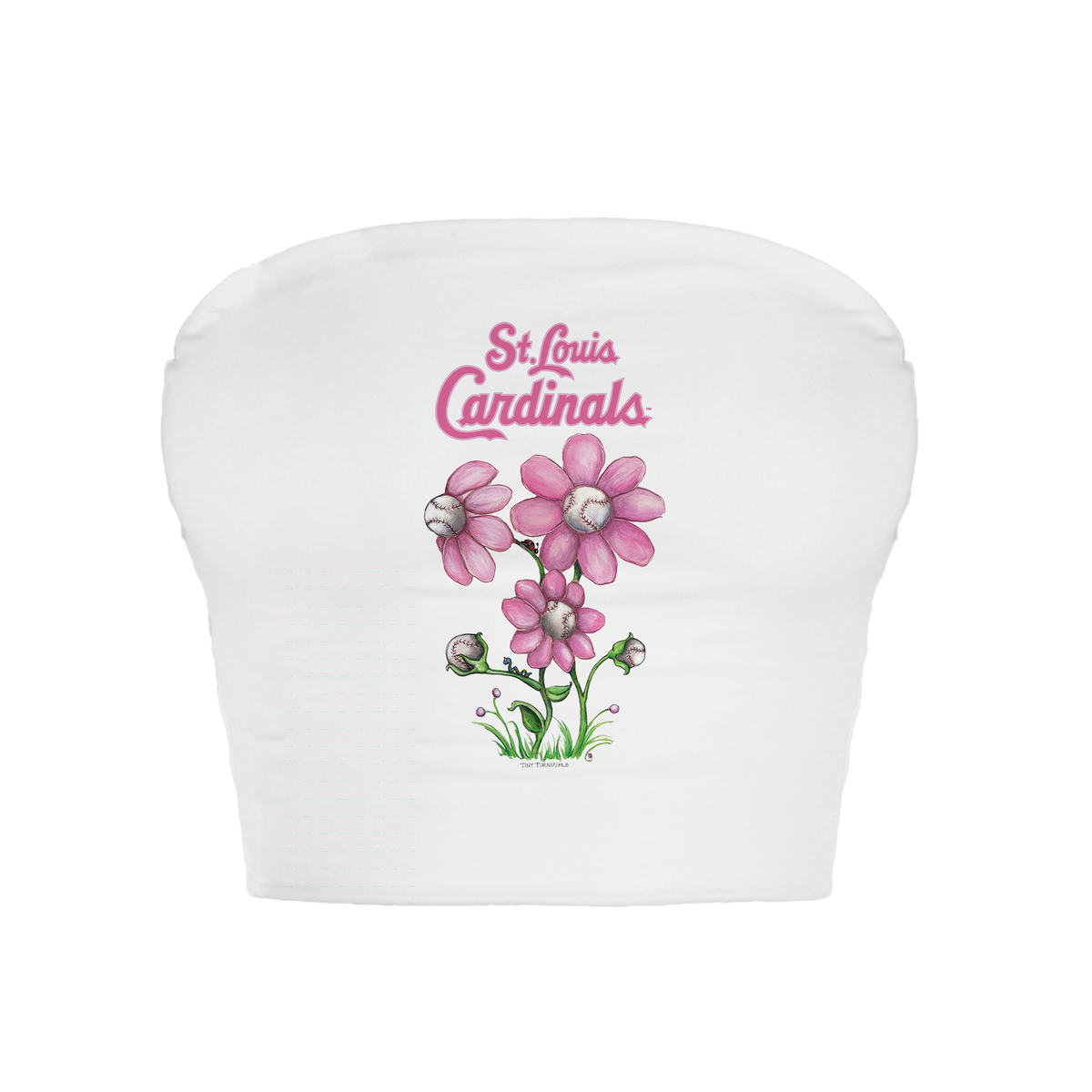 St. Louis Cardinals Blooming Baseballs Crop Tube Top - Tiny Turnip