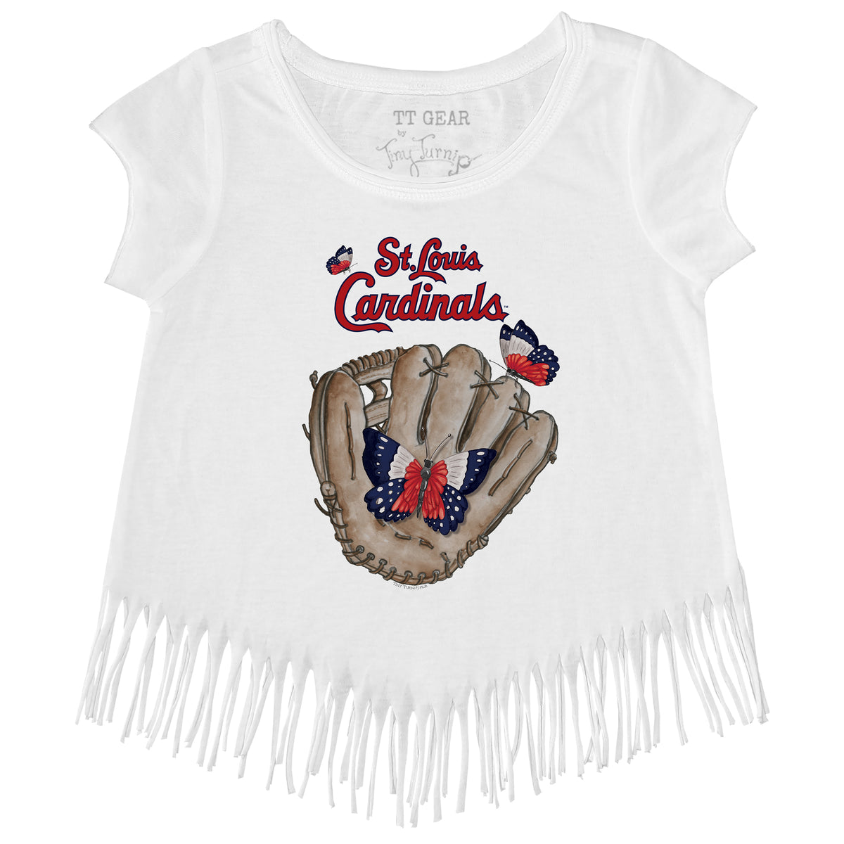 St. Louis Cardinals Butterfly Glove Fringe Tee
