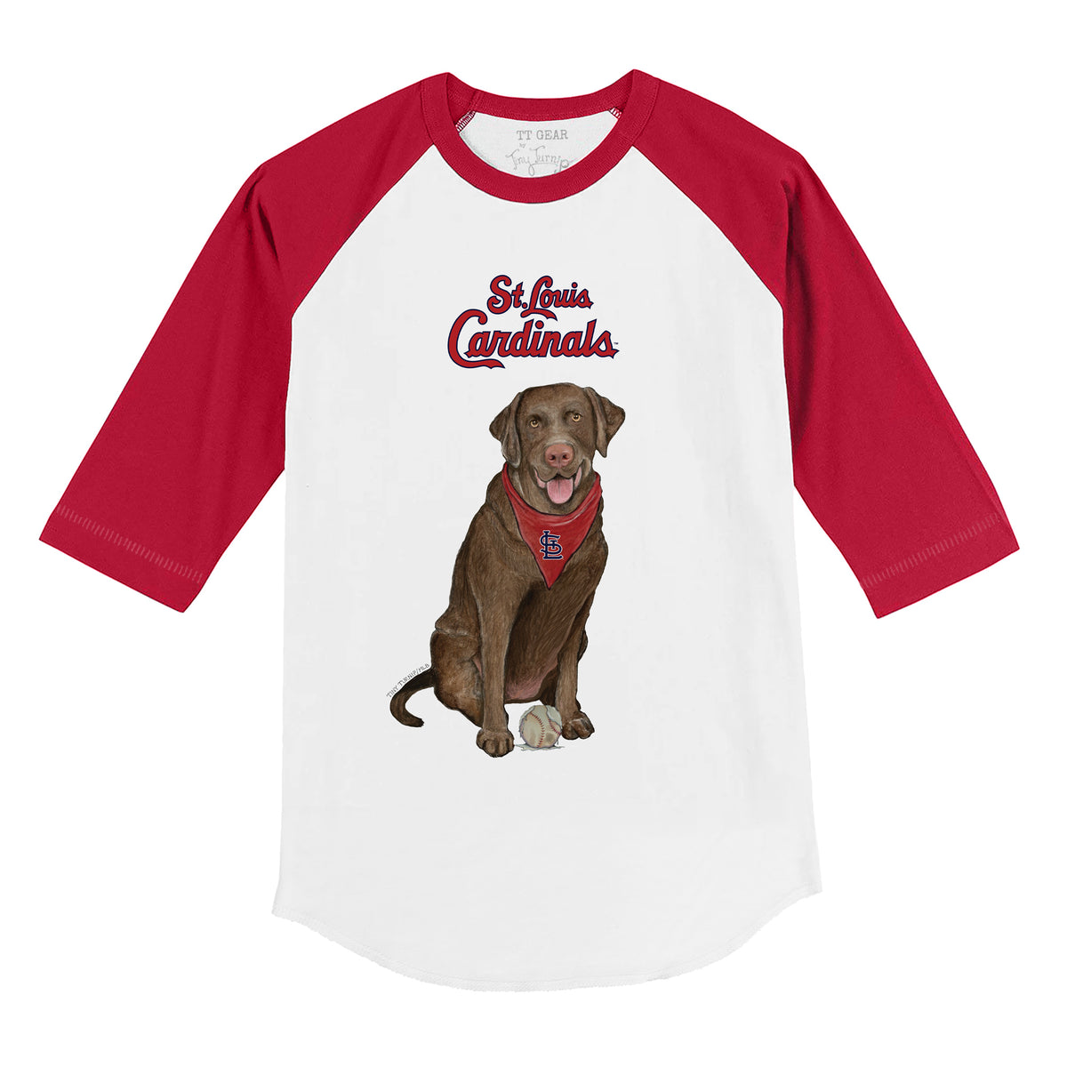 St. Louis Cardinals Chocolate Labrador Retriever 3/4 Red Sleeve Raglan