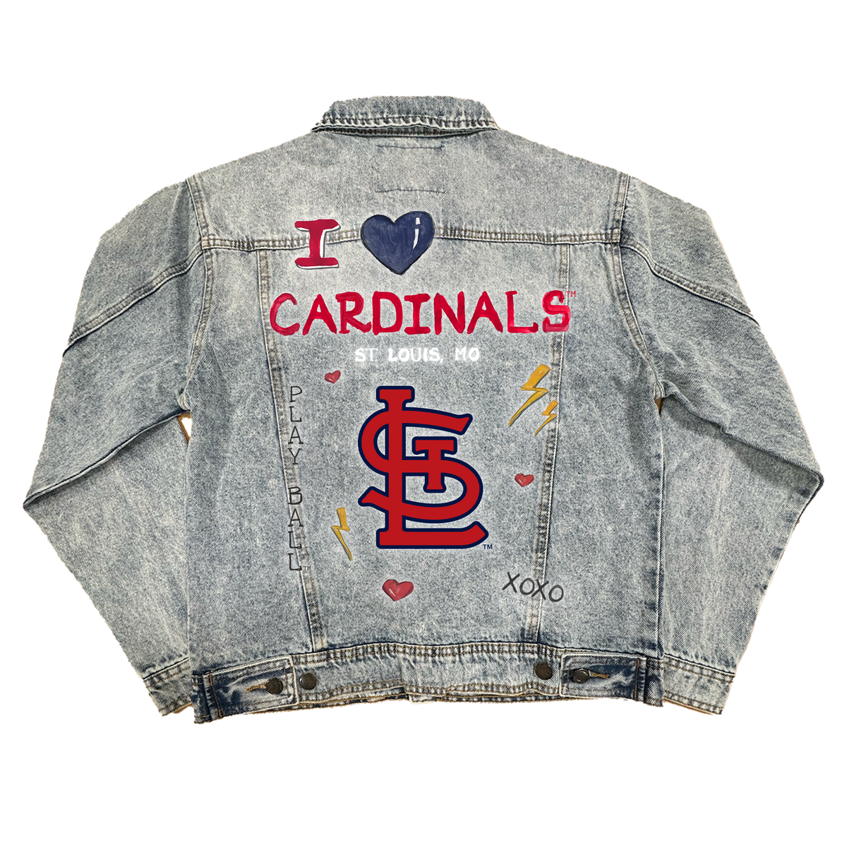 I Heart Cardinals Boyfriend Denim Jacket - Tiny Turnip