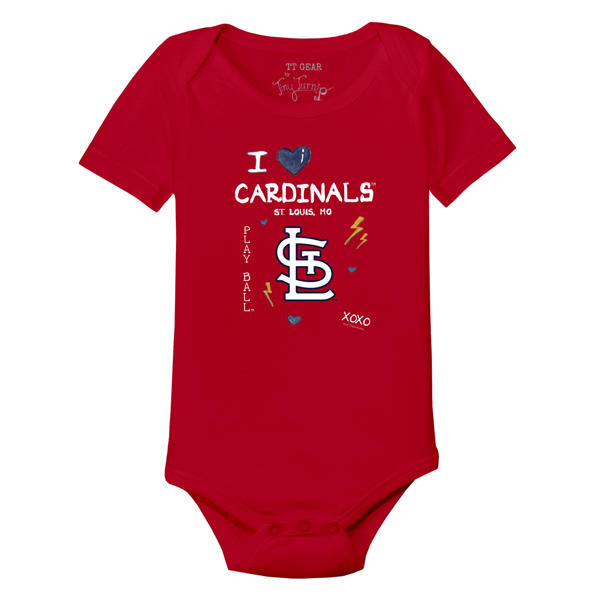 I Heart Cardinals Short Sleeve Snapper - Tiny Turnip