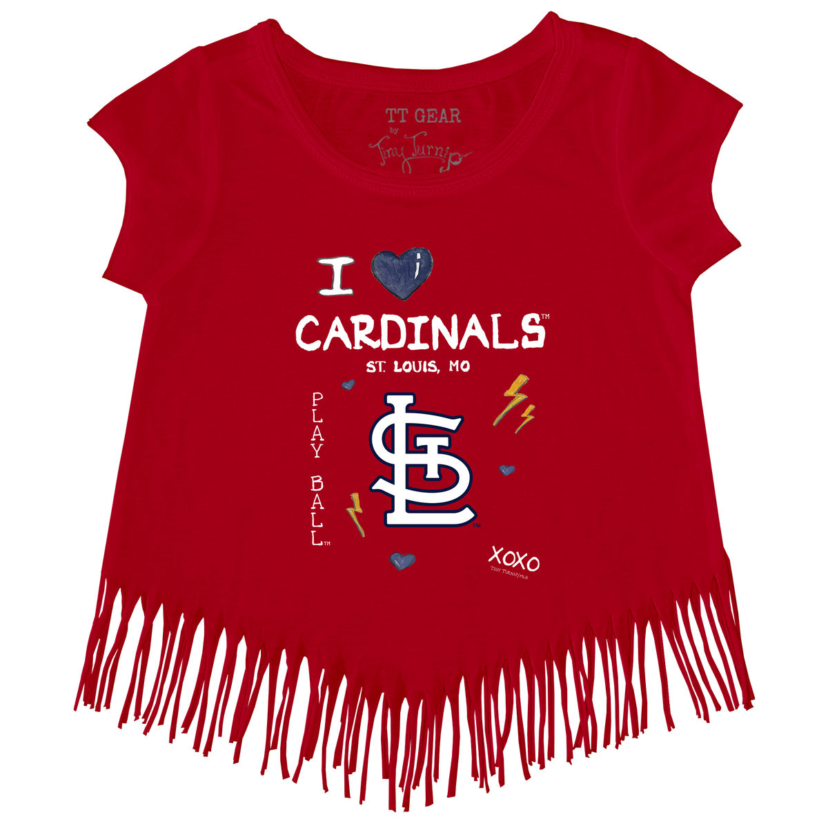 I Heart Cardinals Fringe Tee - Tiny Turnip