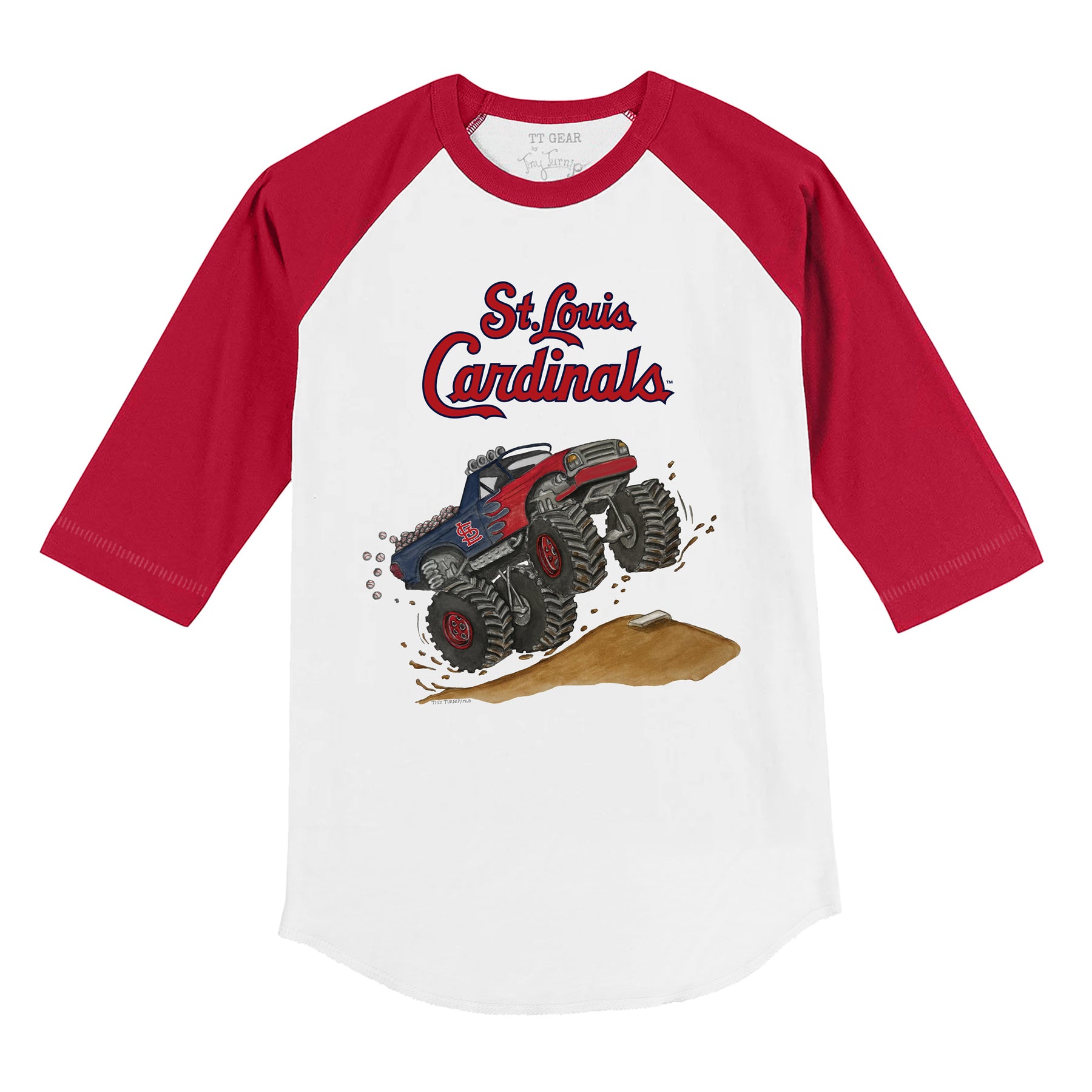 St. Louis Cardinals Monster Truck 3/4 Red Sleeve Raglan