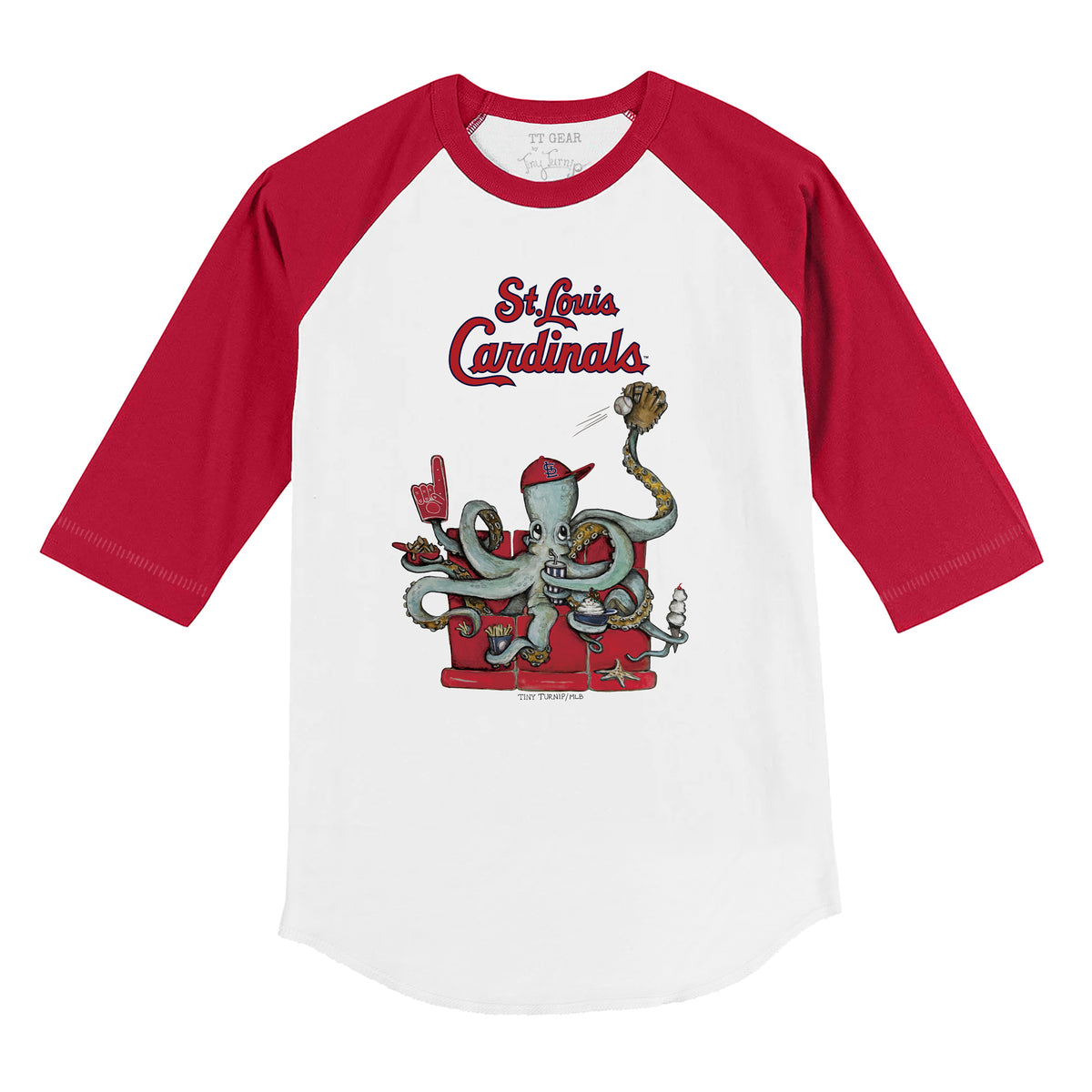 St. Louis Cardinals Octopus 3/4 Red Sleeve Raglan