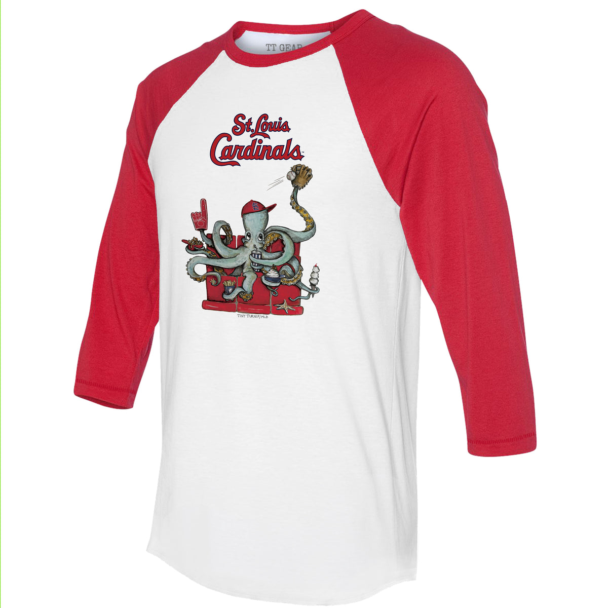 St. Louis Cardinals Octopus 3/4 Red Sleeve Raglan