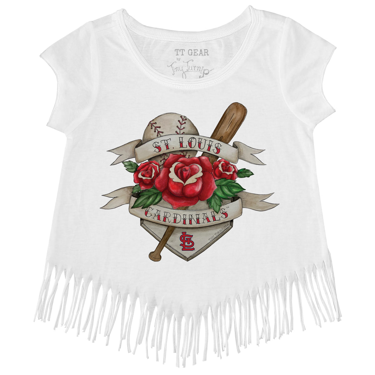 St. Louis Cardinals Tattoo Rose Fringe Tee