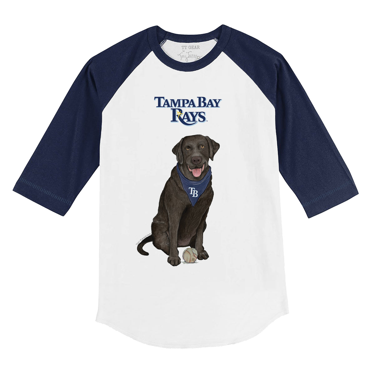 Tampa Bay Rays Black Labrador Retriever 3/4 Navy Blue Sleeve Raglan